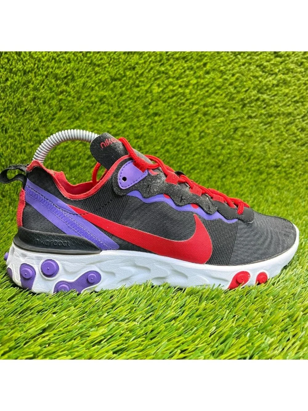 Nike React Element 55 Women Size 8.5 Black Red Walking Running Shoes Sneakers